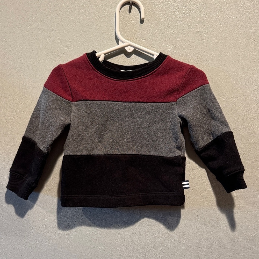 Splendid Toddler Unisex Colorblock Pullover Sweatshirt - Maroon, Gray & Black